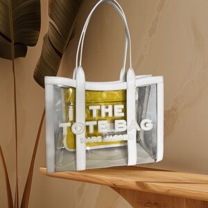 Marc Jacobs The Clear Medium Tote bag in white PVC with leather trim